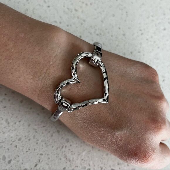 Geometric Heart Open Cuff Bracelet - Picture 7 of 9